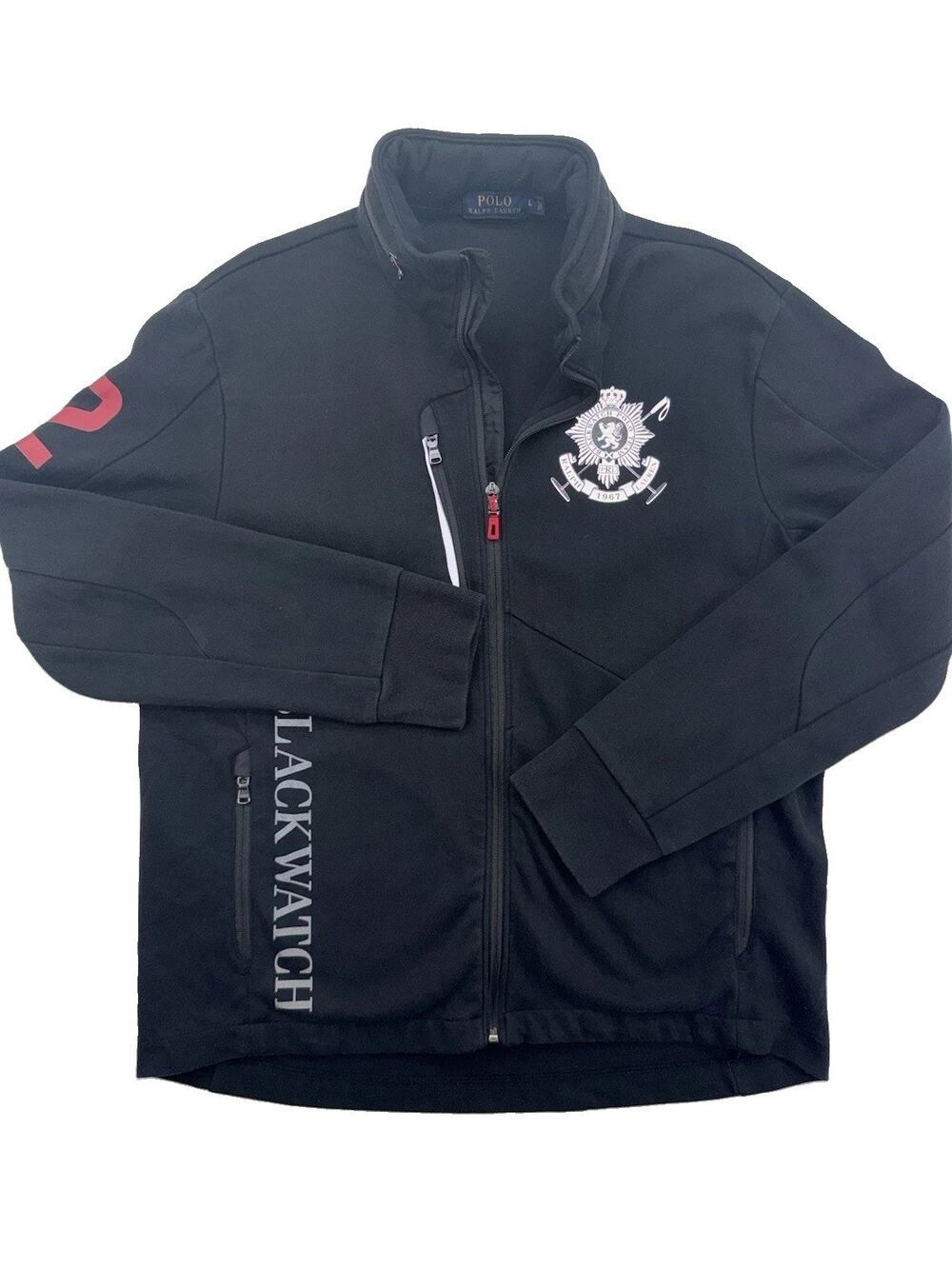 Polo Ralph Lauren Blackwatch Jacket Full Zip Hooded Pony Track Active Large